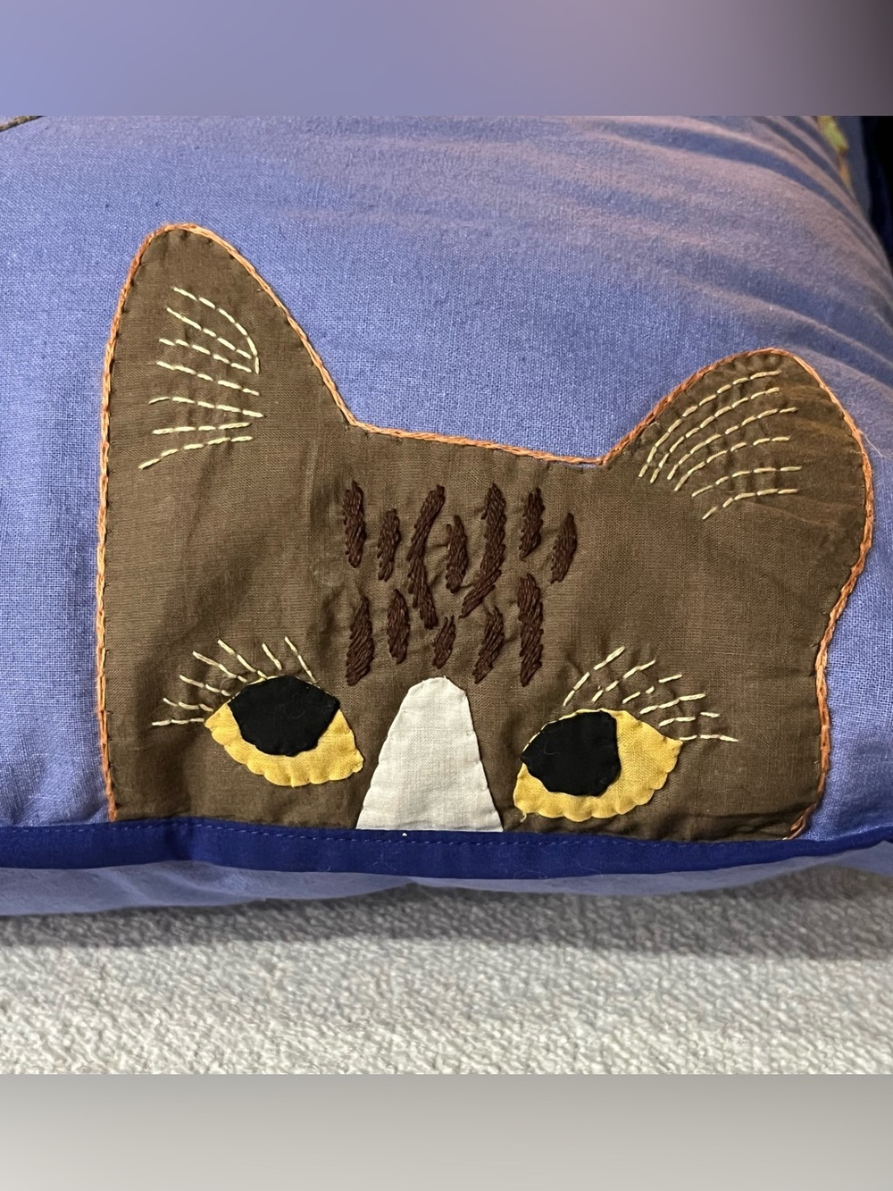 Natural Habitat Appliqué Pillow Made In India Matilda With Bird On Branch 18” Sq - Picture 4 of 7